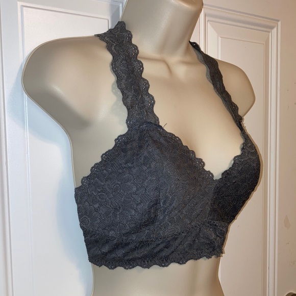 FELINA Racerback Gray Grey Lace Bralette Womens Size Large - Picture 3 of 14